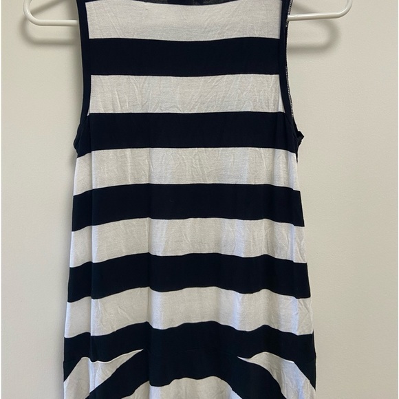 Loft small petite black and white striped sleeveless dress fit & flow dress $39 - Picture 3 of 4